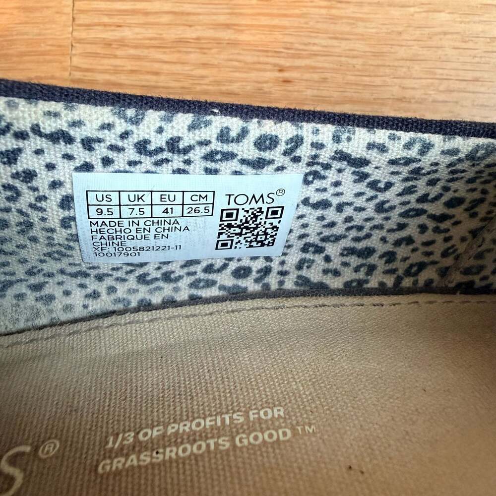 Toms Michelle Black Canvas Espadrille Peep Toe Wedge Sandals Size 9.5 - Picture 7 of 7